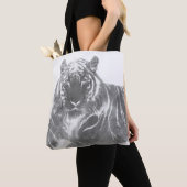 Zwart-Witte Tijger Tote Bag (Dichtbij)