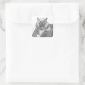 Zwart-Witte Tijger Vierkante Sticker (Tas)