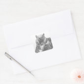 Zwart-Witte Tijger Vierkante Sticker (Envelop)
