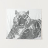 Zwart-Witte Tijger Wandkleed (Voorkant (horizontaal))