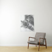 Zwart-Witte Tijger Wandkleed (In situ)