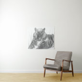 Zwart-Witte Tijger Wandkleed (In Situ (horizontaal))