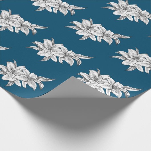 Zwart-witte tijgerlelie cadeaupapier (Hoek)
