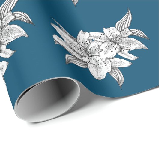 Zwart-witte tijgerlelie cadeaupapier (Rol Hoek)