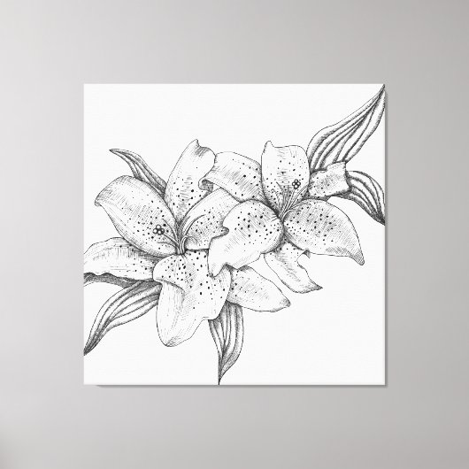 Zwart-witte tijgerlelie canvas afdruk (Voorkant)