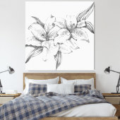 Zwart-witte tijgerlelie canvas afdruk (Insitu (Slaapkamer))