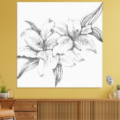 Zwart-witte tijgerlelie canvas afdruk (Insitu (Woonkamer))