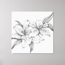 Zwart-witte tijgerlelie canvas afdruk