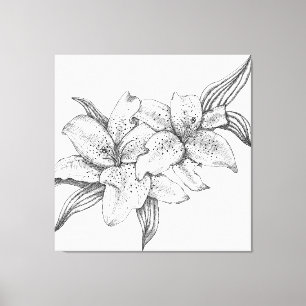 Zwart-witte tijgerlelie canvas afdruk