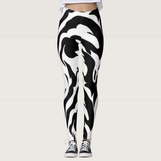 Zwart-witte tijgerstrips leggings (Voorkant)