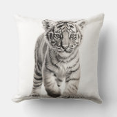 Zwart & Witte Tijgerwelp Vierkante Kussenhoeve Kussen (Voorkant)