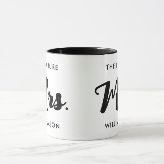 Zwart Witte Toekomst Mrs Achternaam Feest Viering Mok (Midden)
