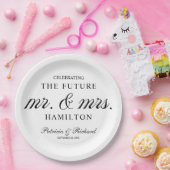 Zwart-Witte Toekomstige Bruid En Bruidegom Verlovi Papieren Bordje (Feest)