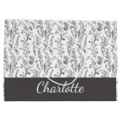 Zwart Witte Toile Bloemige Aangepaste Naam Groot Cadeauzakje (Achterkant)