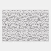 Zwart Witte Toile Bloemige Aangepaste Naam Inpakpapier Vel (Voorkant 2)