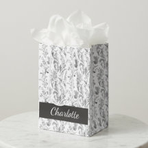 Zwart Witte Toile Bloemige Aangepaste Naam