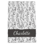 Zwart Witte Toile Bloemige Aangepaste Naam Medium Cadeauzakje (Achterkant)