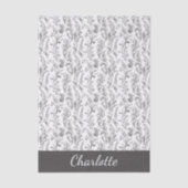 Zwart Witte Toile Bloemige Aangepaste Naam Tissuepapier (Voorkant)