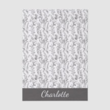 Zwart Witte Toile Bloemige Aangepaste Naam