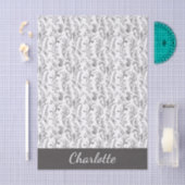 Zwart Witte Toile Bloemige Aangepaste Naam Tissuepapier (Craft)