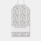 Zwart Witte Toile Bloemige Gift Cadeaulabel (Voorkant)