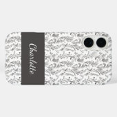 Zwart Witte Toile Bloemstuk Aangepaste Naam Case-Mate iPhone Case (Achterkant (horizontaal))