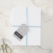 Zwart Witte Toile Bloemstuk Aangepaste Naam Monogr Cadeaulabel (Met Touw)