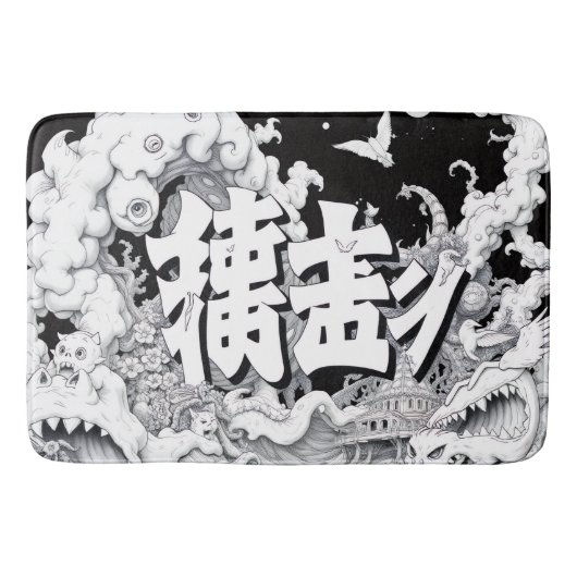 Zwart & Witte Tokyo Badmat (Voorkant)