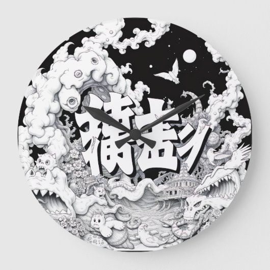 Zwart & Witte Tokyo Grote Klok (Voorkant)