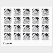 Zwart & Witte Tokyo Vierkante Sticker (Vel)