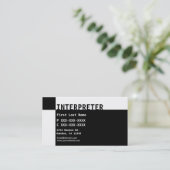 Zwart-witte tolk visitekaartjes (Staand voorkant)