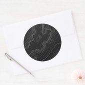 Zwart-witte topografische kaart ronde sticker (Envelop)