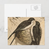  zwart-witte Tortelduifjes schilderen Briefkaart (Voorkant / Achterkant)