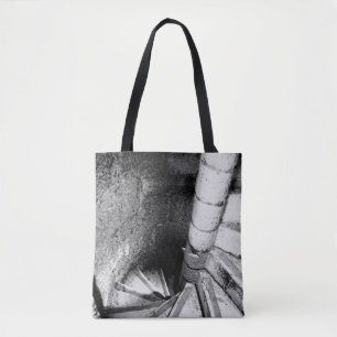 Zwart-witte trap tote bag