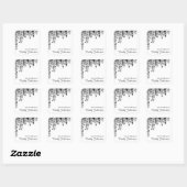 Zwart Witte Treurberkenboomtak Ex-Libris Vierkante Sticker (Vel)