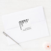 Zwart Witte Treurberkenboomtak Ex-Libris Vierkante Sticker (Envelop)