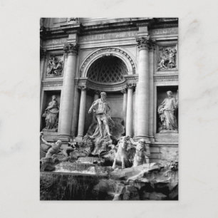 Zwart Witte Trevi Fontein Rome Reizen Fotografie Briefkaart