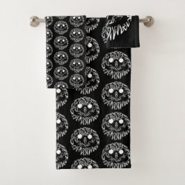 Zwart-witte tribaal bad handdoek