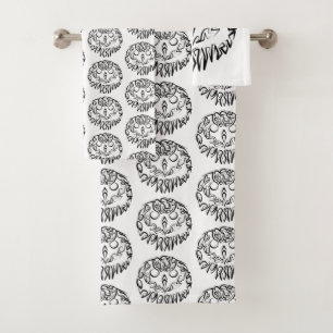 Zwart-witte tribaal bad handdoek