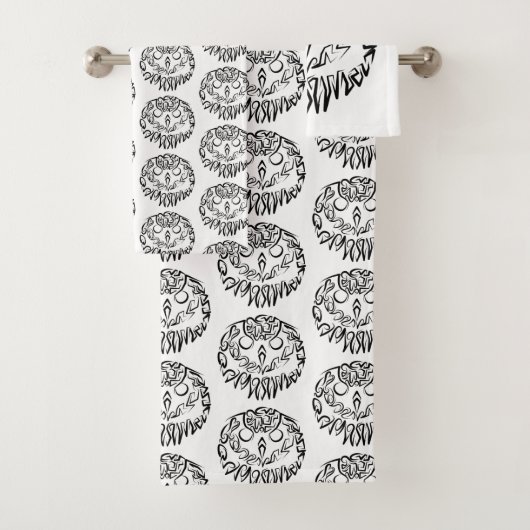 Zwart-witte tribaal bad handdoek (Insitu)