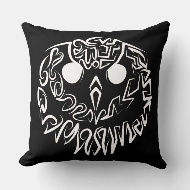 Zwart-witte tribaal kussen (Voorkant)
