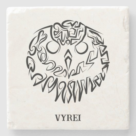 Zwart-witte tribaal stenen onderzetter (Voorkant)