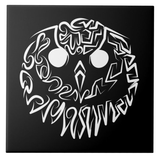 Zwart-witte tribaal tegeltje (Voorkant)