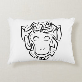 Zwart-witte tribale aap accent kussen