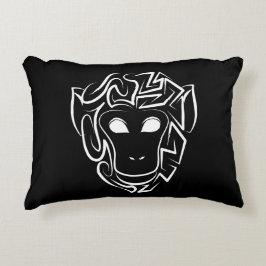 Zwart-witte tribale aap accent kussen