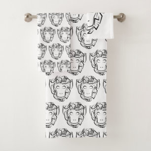 Zwart-witte tribale aap bad handdoek
