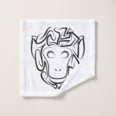 Zwart-witte tribale aap bad handdoek (Wasdoekje)