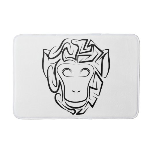 Zwart-witte tribale aap badmat (Voorkant)