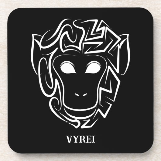 Zwart-witte tribale aap bier onderzetter (Voorkant)