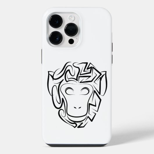 Zwart-witte tribale aap iPhone hoesje (Achterkant)